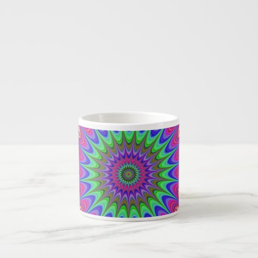 Mandala Geometric Psychedelic Retro Hippie Espresso Kop (Voorkant)