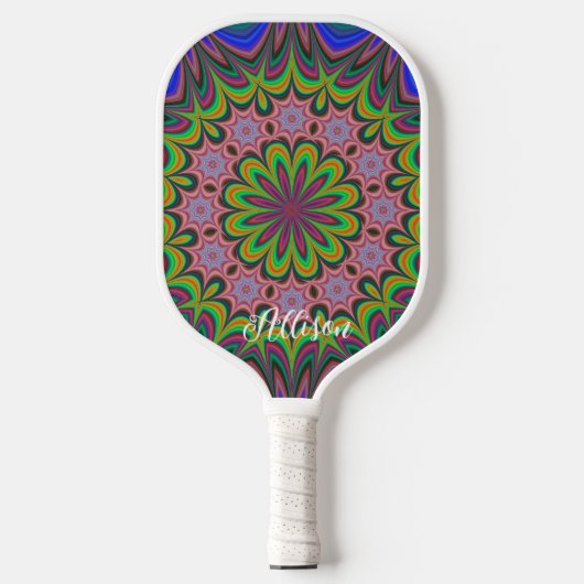 Mandala Geometric Rosette Retro Hippie Pickleball Paddle (Voorkant)