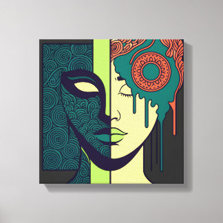 Mandala Gespleten Gezicht Abstracte Kunst Canvas Afdruk