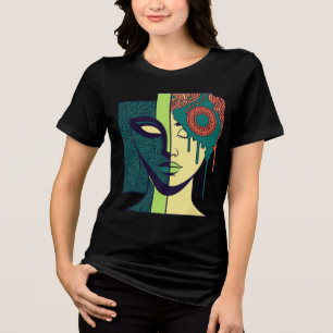 Mandala Gespleten Gezicht Abstracte Kunst Tri-Blend Shirt