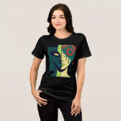 Mandala Gespleten Gezicht Abstracte Kunst Tri-Blend Shirt (Voorkant volledig)
