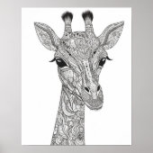 Mandala Giraffe Coloring Poster voor volwassenen (Voorkant)