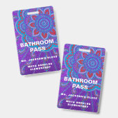 Mandala Glitter terug naar school Bathroom Pass Badge (Voor- en achterkant)