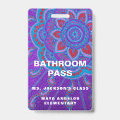 Mandala Glitter terug naar school Bathroom Pass Badge (Achterkant)