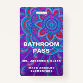 Mandala Glitter terug naar school Bathroom Pass Badge (Voorkant)