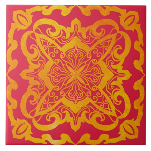 mandala,gold,barok,elegant ceramic tile tegeltje (Voorkant)