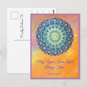 Mandala Gold Blue Paars Floral Script Briefkaart (Voorkant / Achterkant)