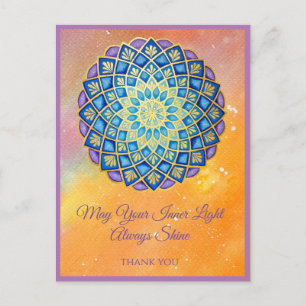 Mandala Gold Blue Paars Floral Script Briefkaart