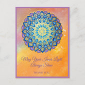 Mandala Gold Blue Paars Floral Script Briefkaart (Voorkant)