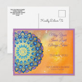 Mandala Gold Blue Paars Flower Yoga Business Briefkaart (Voorkant / Achterkant)