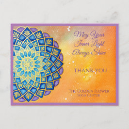 Mandala Gold Blue Paars Flower Yoga Business Briefkaart