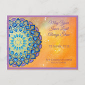 Mandala Gold Blue Paars Flower Yoga Business Briefkaart (Voorkant)