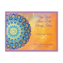 Mandala Gold Blue Paars Flower Yoga Business