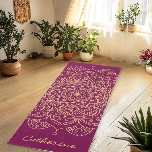 Mandala Gold Color Custom Yoga Mat