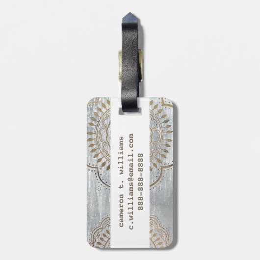 Mandala Gold Design Bagagelabel (Achterkant verticaal)