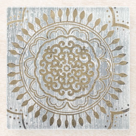 Mandala Gold Design Glazen Onderzetter (Voorkant)