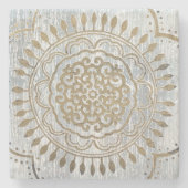 Mandala Gold Design Stenen Onderzetter (Voorkant)