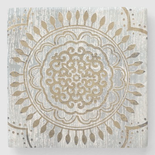 Mandala Gold Design Stenen Onderzetter (Voorkant)