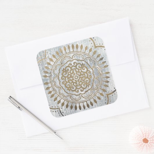 Mandala Gold Design Vierkante Sticker (Envelop)