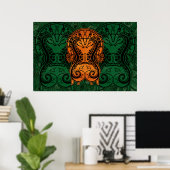 Mandala gold drocatcher Seahorse concept art Poster (Thuiskantoor)