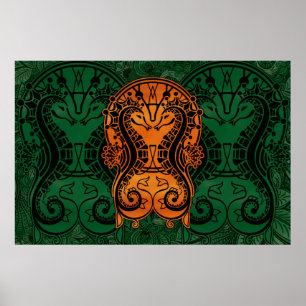 Mandala gold drocatcher Seahorse concept art Poster