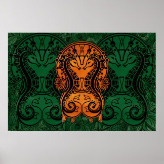 Mandala gold drocatcher Seahorse concept art Poster