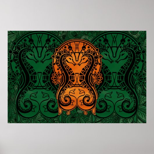 Mandala gold drocatcher Seahorse concept art Poster (Voorkant)