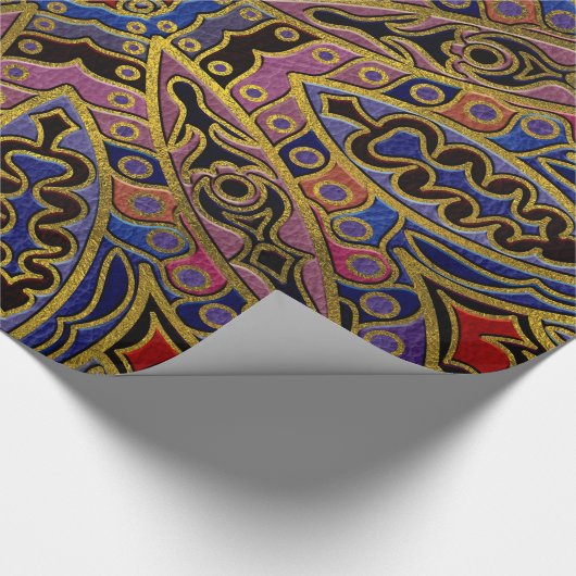 Mandala Gold Embossed op Faux Leather Cadeaupapier (Hoek)