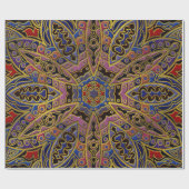 Mandala Gold Embossed op Faux Leather Cadeaupapier (Vlak)