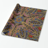 Mandala Gold Embossed op Faux Leather Cadeaupapier (Uitgerold)