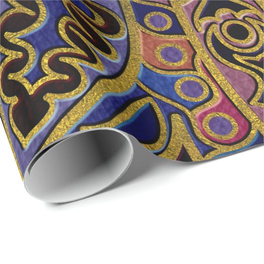 Mandala Gold Embossed op Faux Leather Cadeaupapier (Rol Hoek)