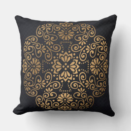 Mandala Gold en zwarte decoratieve piloot Kussen