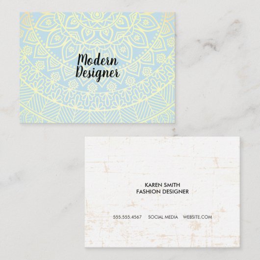 Mandala Gold Pattern en Grunge Visitekaartje (Voorkant / Achterkant)