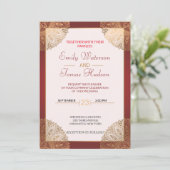 Mandala Gold Wedding Invitation, wit Kaart (Staand voorkant)