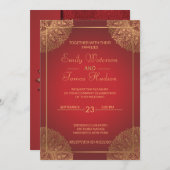 Mandala Gold Wedding Uitnodiging (Voorkant / Achterkant)