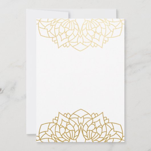 Mandala Gold White Pattern - Aangepaste bruiloft Kaart (Achterkant)