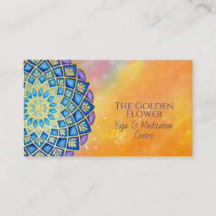 Mandala Golden Flower Blue Paars Visitekaartje