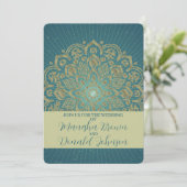 MANDALA Golden Rosette - Uitnodiging voor bruiloft (Staand voorkant)