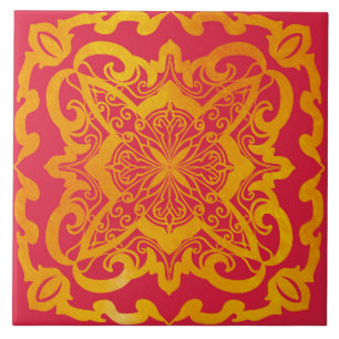 mandala,goud,barok,elegante keramische tegel tegeltje