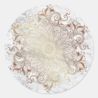 Mandala - Goud en marmer Ronde Sticker