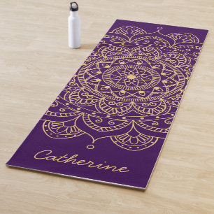 Mandala Goud en Paarse Op Maat Gemaakte Yogamat