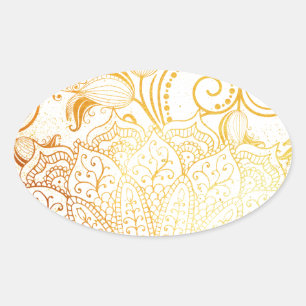 Mandala - Gouden borstel Ovale Sticker