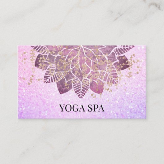 ** Mandala - Gouden Roze Glitter Spirituele Yoga Visitekaartje (Voorkant)