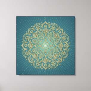 MANDALA Gouden Rozet - Ingewikkeld Canvas Afdruk