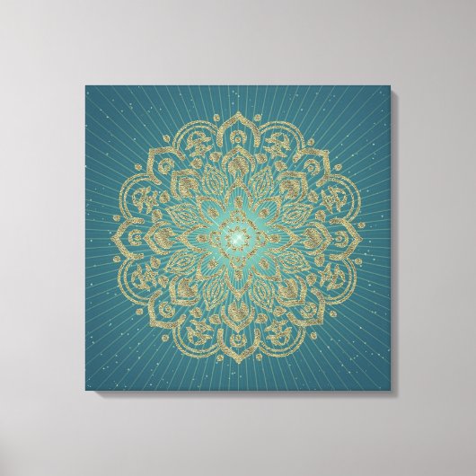 MANDALA Gouden Rozet - Ingewikkeld Canvas Afdruk (Voorkant)