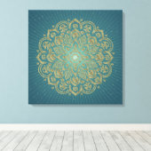 MANDALA Gouden Rozet - Ingewikkeld Canvas Afdruk (Insitu (Houten vloer))