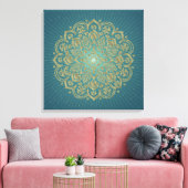 MANDALA Gouden Rozet - Ingewikkeld Canvas Afdruk (Insitu (Woonkamer))