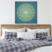 MANDALA Gouden Rozet - Ingewikkeld Canvas Afdruk (Insitu (Slaapkamer))