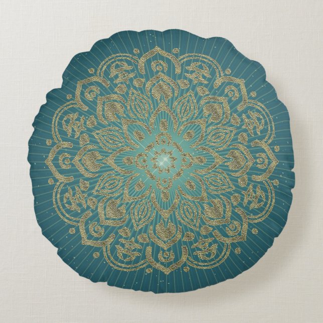 MANDALA Gouden Rozet - Kussen (Voorkant)