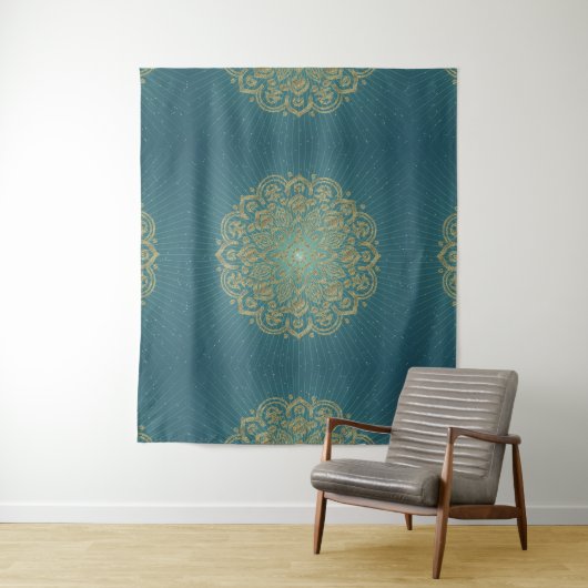 MANDALA Gouden Rozet - Taperstry Wandkleed (In situ)